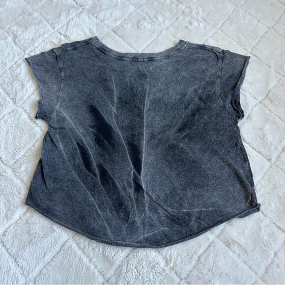 Brandy Melville | Gray and Red Velvet Acid Wash "Bad luck" Crop Top | One Size - Picture 4 of 8